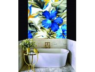 PAPEL DE PAREDE LAVÁVEL AUTOCOLANTE FLORES TROPICAL AZUL